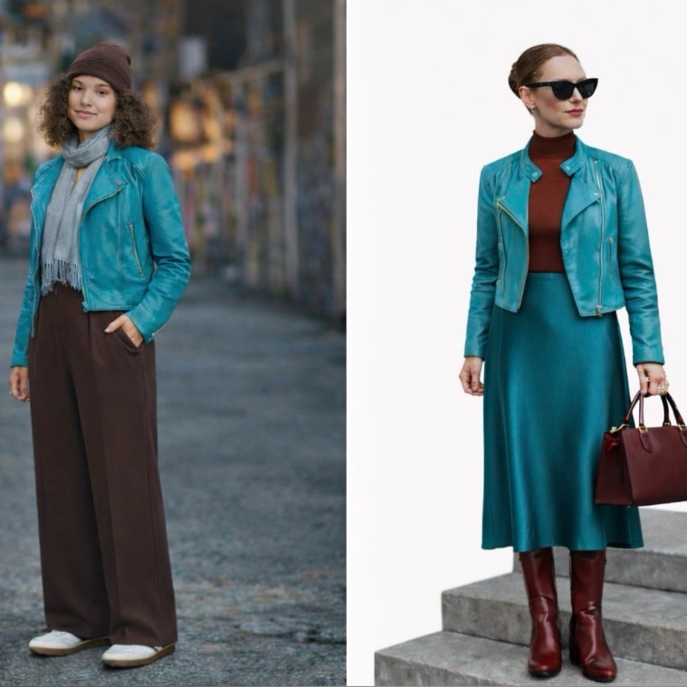 Vera Pelle Masterpelle Turquoise Leather Jacket